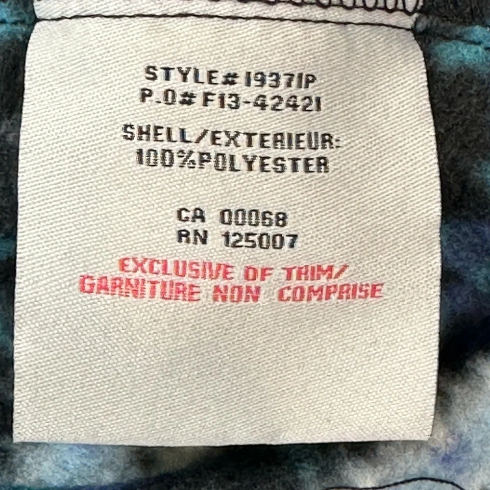 Women’s Gear Blue Fleece Snowflake Stripe Print Full Zip Light Jacket L‎ Pockets
